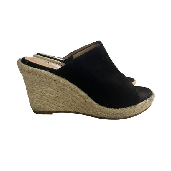 Stuart Weitzman Women’s Marabella Wedge Sandal SZ 5 Black Suede Espadrille Spain - Picture 6 of 10